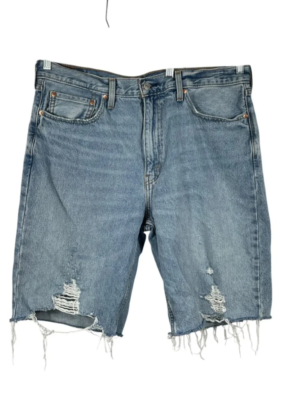 Levi's 469 Loose Fit Distressed Denim Jorts Shorts W36 Raw Hem 100% Cotton